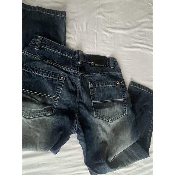 Southpole Jeans 36X30 Baggy Blue Denim Faded Holes Y2K Skater Vintage Grunge - Picture 3 of 10